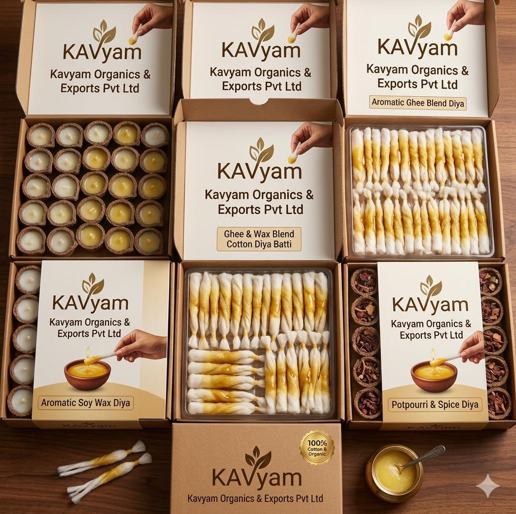 Ghee & Wax Cotton Diya Batti — Kavyam Organics